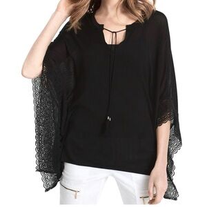 White House Black Market Butterfly Lace Poncho Top Black Size XL